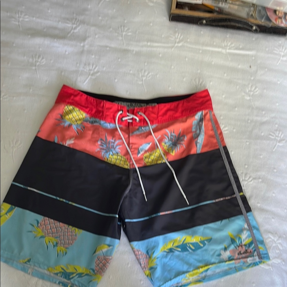 Billabong Red and Black Board Shorts with Modern Design